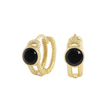 925 Silver U-shaped Agate Women Hoop Earrings