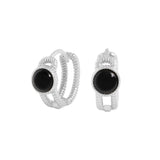 925 Silver U-shaped Agate Women Hoop Earrings