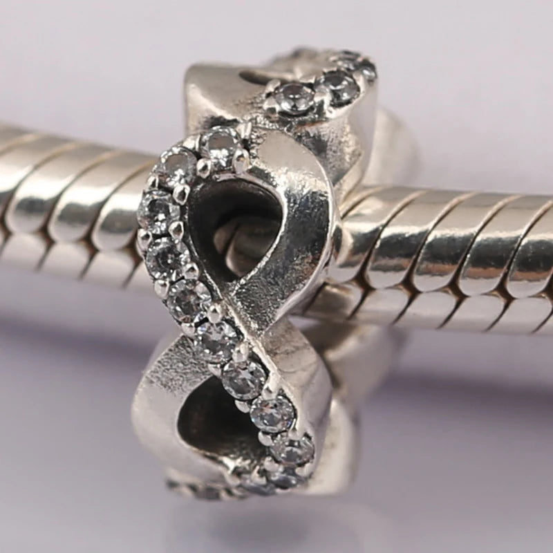 925 Silver Infinite Love Spacer Beads for Bracelet DIY