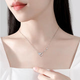 925 Silver Infinity Love Heart Necklace Zircon Choker