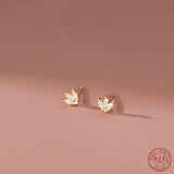 925 Silver Zircon Small Stud Earrings Women Jewelry
