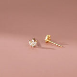 925 Silver Zircon Small Stud Earrings Women Jewelry