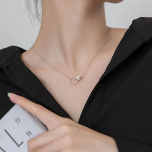 925 Silver Interlocking Circles Pendant Necklace for Women