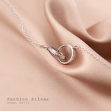 925 Silver Interlocking Circles Pendant Necklace for Women