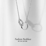 925 Silver Interlocking Circles Pendant Necklace for Women