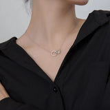 925 Silver Interlocking Circles Pendant Necklace for Women