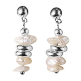 925 Silver Irregular Pearl Round Stud Earrings Stylish Jewelry