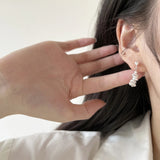925 Silver Irregular Pearl Round Stud Earrings Stylish Jewelry