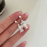 925 Silver Irregular Pearl Round Stud Earrings Stylish Jewelry