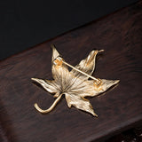 925 Sterling Silver Maple Leaf Brooch 18k Plating Women Suit Dress Accessory