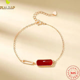 925 Silver Agate Bracelet Geometric Design Rose Plating