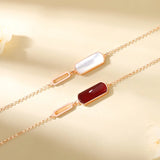 925 Silver Agate Bracelet Geometric Design Rose Plating