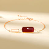 925 Silver Agate Bracelet Geometric Design Rose Plating