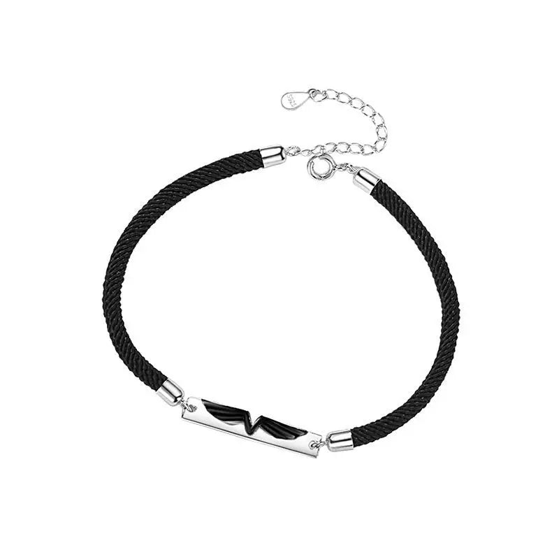 925 Silver Angel Wings Rope Chain Couple Bracelet Romantic Accessories