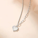 925 Silver Asymmetric Chain Shell Heart Necklace Women Rose Plating