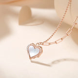 925 Silver Asymmetric Chain Shell Heart Necklace Women Rose Plating