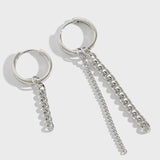 925 Silver Asymmetric Chain Tassel Dangle Earrings Femme Party Accessories