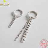 925 Silver Asymmetric Chain Tassel Dangle Earrings Femme Party Accessories
