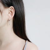 925 Silver Asymmetric Chain Tassel Dangle Earrings Femme Party Accessories