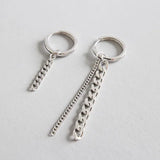 925 Silver Asymmetric Chain Tassel Dangle Earrings Femme Party Accessories