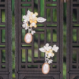 925 Silver Asymmetric Freshwater Pearls Osmanthus Flowers Stud Earrings