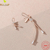 925 Silver Asymmetric Rope Knot Stud Earring Rose Plating