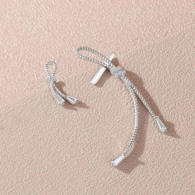 925 Silver Asymmetric Rope Knot Stud Earring Rose Plating