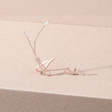 925 Silver Asymmetric Rope Knot Stud Earring Rose Plating