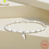 925 Silver Bamboo Chain Bracelet Original Femme Accessories