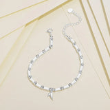 925 Silver Bamboo Chain Bracelet Original Femme Accessories