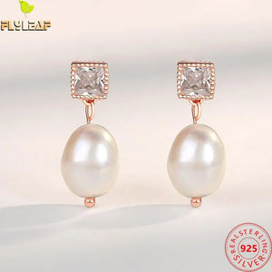 925 Silver Baroque Freshwater Pearl Stud Earrings Rose