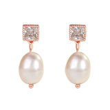 925 Silver Baroque Freshwater Pearl Stud Earrings Rose