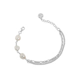 925 Silver Baroque Pearl Zircon Bracelet Women's Jewelry