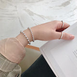 925 Silver Beaded Bracelet for Women Original Femme Accessories