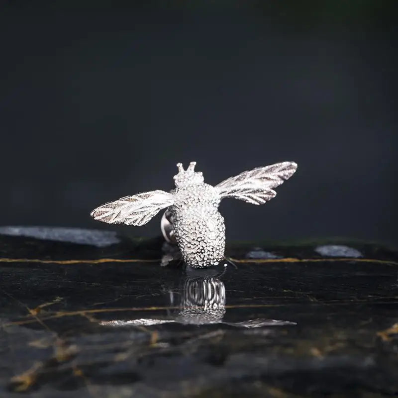 925 Silver Bee Brooch Collar Pin for Women