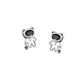 925 Silver Zircon Bear Stud Earrings for Women