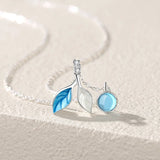 925 Silver Crystal Leaves Pendant Necklace Women Accessories