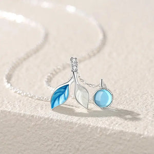 925 Silver Crystal Leaves Pendant Necklace Women Accessories