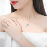 925 Silver Crystal Leaves Pendant Necklace Women Accessories