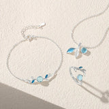 925 Silver Crystal Leaves Pendant Necklace Women Accessories