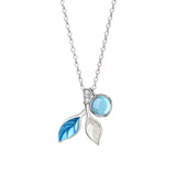 925 Silver Crystal Leaves Pendant Necklace Women Accessories