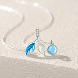 925 Silver Crystal Leaves Pendant Necklace Women Accessories