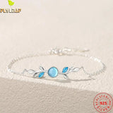 925 Silver Crystal Twigs Leaf Bracelet Women Original Accessories