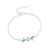 925 Silver Crystal Twigs Leaf Bracelet Women Original Accessories