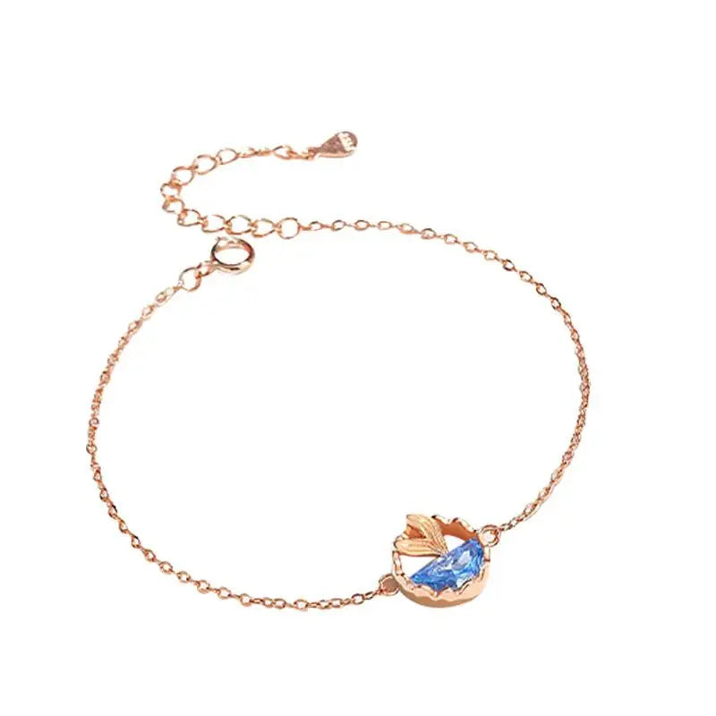 925 Sterling Silver Sea Fish Tail Bracelet Femme Rose Women Accessories