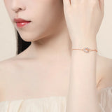925 Sterling Silver Zircon Heart Bracelet Rose Female Accessories