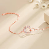 925 Sterling Silver Zircon Heart Bracelet Rose Female Accessories