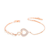 925 Sterling Silver Zircon Heart Bracelet Rose Female Accessories