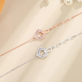 925 Sterling Silver Zircon Heart Bracelet Rose Female Accessories