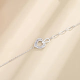 925 Sterling Silver Zircon Heart Bracelet Rose Female Accessories